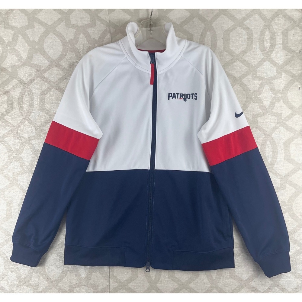 Nike NFL New England Patriots Track Jacket Mens Medium‎ White Navy Blue Full Zip
